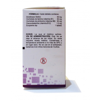 DICLOFENACO COMPLEJO B C 30 TAB 50 50 50 1MG ULTRA MEXIPHARMACY