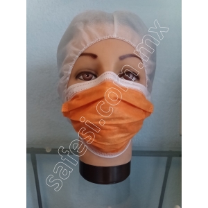 CUBREBOCA DESECHABLE PLISADO 3 CAPAS TERMOSELLADO NARANJA PAQ. C/50 PZ