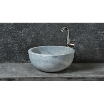ROUND MARBLE WASHBASIN WHITE VEIN GREY