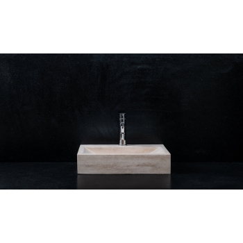 SQUARE WASHBASIN IN HONED TRAVERTINE