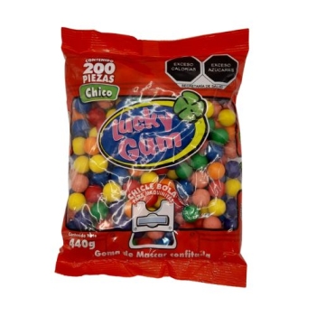 Lucky Gum Chicle Bola para maquinitas c/ 200 pz