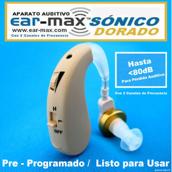 EAR-MAX® SÓNICO DORADO Aparato Auditivo Con 2 Canales de Frecuencia