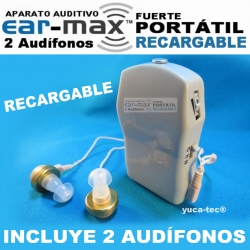 EAR MAX® Fuerte Portátil Aparato Auditivo RECARGABLE con 2 Audífonos