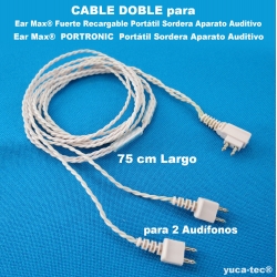 CABLE Doble Reemplazable para 2 Audífonos - Ear Max®  Portátil Sordera Aparato Auditivo Y Más