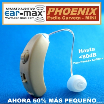 Ear Max® PHOENIX MINI Aparato Auditivo Auxiliar – Estilo Curveta