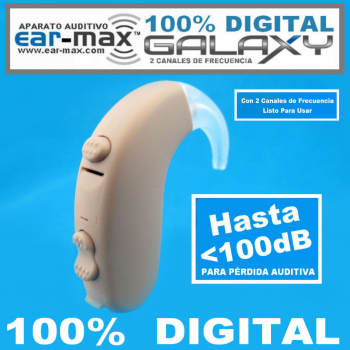 Ear Max® GALAXY - 100% DIGITAL - Aparato Auditivo Auxiliar PARA PÉRDIDA AUDITIVA PROFUNDO - HASTA <100dB