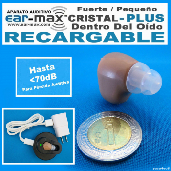 EAR MAX® Cristal PLUS RECARGABLE - Aparato Auditivo Auxiliar - Dentro Del Oído