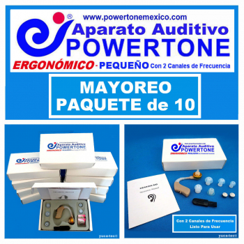 Paquete de 10 Auditivos al Mayoreo - POWERTONE® ERGONÓMICO Pequeño - con 2 Canales de Frecuencia