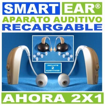 SMART–EAR® 2X1 Aparato Auditivo RECARGABLE Discreto Estilo Curveta