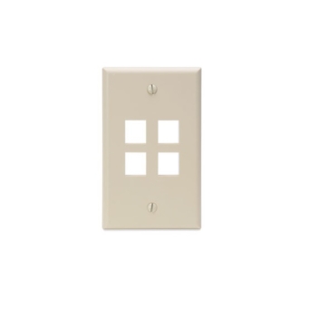 Placa de pared 4 puertos color marfil Leviton