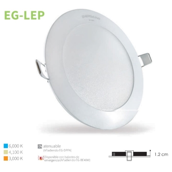 Empotrable circular led de 6W 360Lm 6500°K 10.8cm diámetro interior 12cm diámetro exterior 110-220V Mca Energain