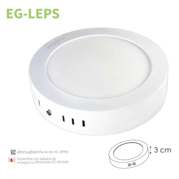 Sobreponer circular led 12W 840Lm 6500°k 17cm fuente de poder Blanco frio 110-240v Mca Energain