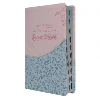 Biblia de Estudio Llamados a la Reconciliación RV1960, imit. piel, rosa floral con índice