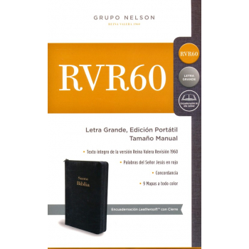 Biblia RVR 1960 Portatil Letra Gde., Piel Imit. Negra, Cierre