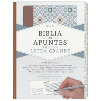 NVI Biblia de Apuntes, azulejos color salvia, símil piel, letra grande