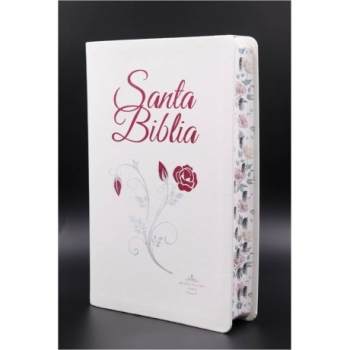 Biblia RVR60 Mediana Letra Grande Indice Blanca con Rosa