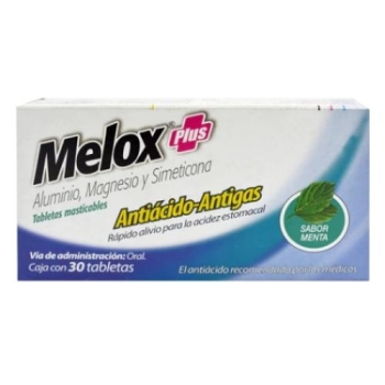 MELOX PLUX (Aluminio.magnesio and dimethicone) 30tabletas sabor menta