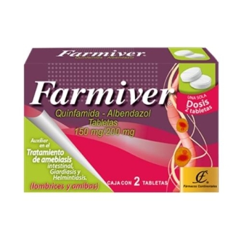 FARMIVER (quinfamida - albendazol ) 150/200MG 2TABLETAS