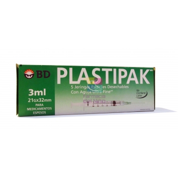 JERINGA PLASTI-PAK AGUJA 21x32  3ML 5