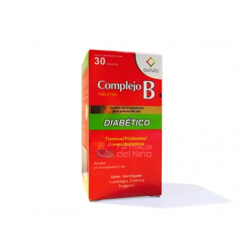 COMPLEJO-B Diabetico (TIAMINA,PIRIDOXINA,CIANOCOBALAMINA) c/30 TABS AVIVIA