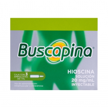 BUSCAPINA  (HIOCINA)20MG 3 AMPOLLETAS