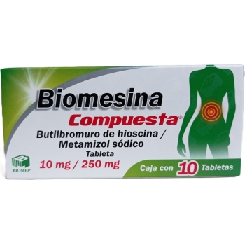 BIOMESINA COMPUESTA (BUTILHIOSCINA/METAMIZOL)10MG/250MG 10 GRAGEAS