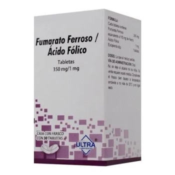 FUMARATO FERROSO/ACIDO FOLICO 350MG/1MG 30 TABLETAS