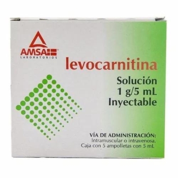 LEVOCARNITINA SOLUCION INYECTABLE 1G/5ML  CON 5 AMPOLLETAS