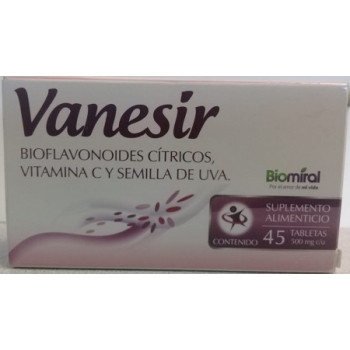 VANESIR (BIOFLAVONOIDES CITRICOS, VITAMINA C Y SEMILLA DE UVA ) 500MG 45 TABLETAS