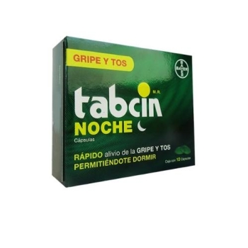 TABCIN NOCHE (PARACETAMOL/FENILEFRINA/DEXTROMETORFANO/DOXILAMINA) 250MG/5MG/10MG/6.25MG 12 CAPSULAS