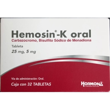 HEMOSIN K (CARBAZOCROMO-BISULFITO SODICO DE MENADIONA) 25MG/5MG 32 TABLETAS