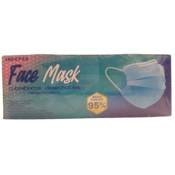 FACE MASK CUBREBOCAS DESECHABLES INDEPSA 50 PIEZAS