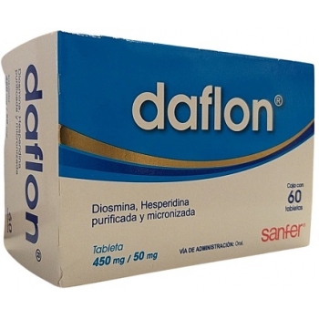 DAFLON (DIOSMINA PURIFICADA Y HESPERIDINA MICRONIZADA) 450MG/50MG 60 TABLETAS