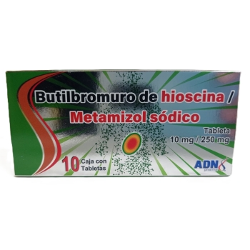 BUTILHIOSCINA, METAMIZOL SODICO (BUTYLHIOSCINE, METAMIZOL SODIUM) 10MG/250MG 10 DRAGEES