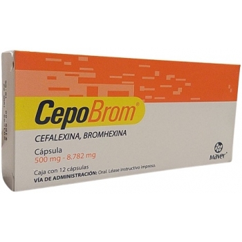 CEPOBROM (CEFALEXINA, BROMHEXINA) 500MG/8.782MG 12 CAPSULAS