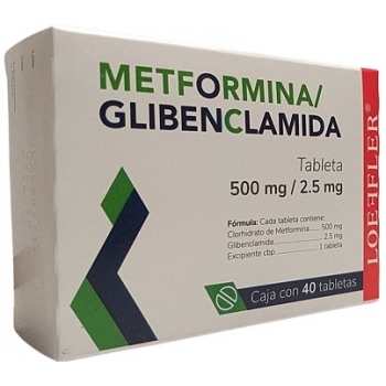 METFORMINA/ GLIBENCLAMIDA  500MG / 2.5MG 40TABLETAS