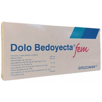 DOLO BEDOYECTA FEM (KETOPROPHEN, VITAMIN B1, B6, B12) 100MG/100MG/50MG/50MG 10 TABLETS