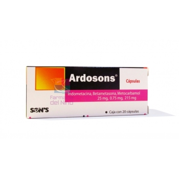 ARDOSONS (INDOMETACINA / BETAMETASONA / METOCARBAMOL) 25MG, 0.75MG, 215MG 20CAPS
