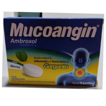 MUCOANGIN SABOR MENTA (AMBROXOL)  20mg 18 tabletas