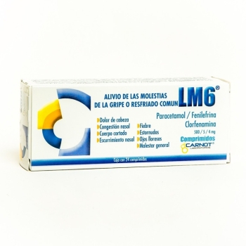 LM6 500/5/4MG (PARACETAMOL/FENILEFRINA/CLORFENAMINA) 24 COMPRIMIDOS