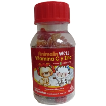 ANIMALIN WELL VITAMINA C Y ZINC C/60 GOMITAS