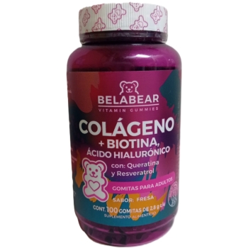 BELABEAR COLAGENO,BIOTINA,QUERATINA,RESVERATROL ADULTO C/100 GOMITAS