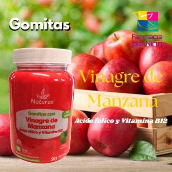 Vinagre de Manzana (Naturex) ac. Folico y vit B12 c/30 Gomitas 3g
