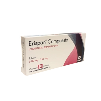 ERISPAN COMPUESTO (LORATADINA, BETAMETASONA) c/20 TABS. 5.00/0.25 MG