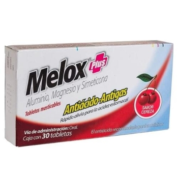 MELOX PLUS (Aluminio.magnesio and dimethicone) 30tabletas cherry flavor