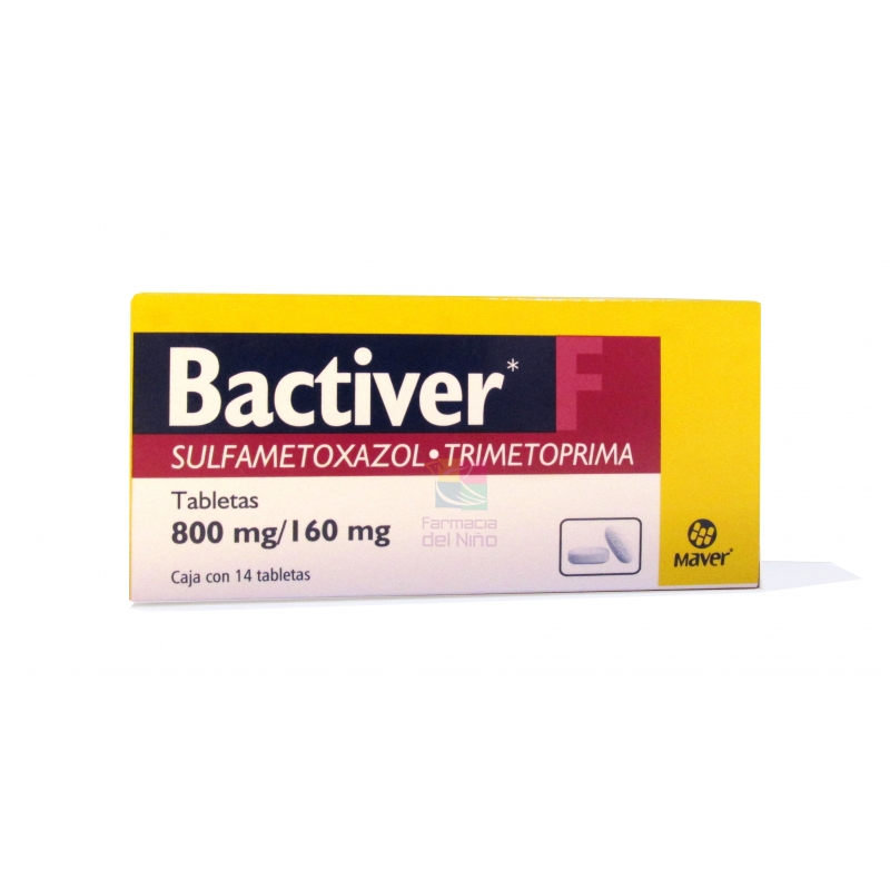 BACTIVER F (SULFAMETOXAZOL Y TRIMETOPRIMA) 800MG/160MG 14TAB - MEXIPHARMACY  - FARMACIA ONLINE EN MEXICO DE MEDICAMENTOS DE PATENTE Y GENERICOS/ Ungida  de Dios