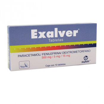 EXALVER (paracetamol / phenylephrine / dextromethorphan) 10 TABS
