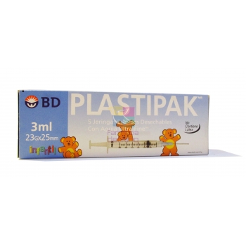 SYRINGE PLASTI-PACK KIDS NEEDLE 23X25 3ML 5