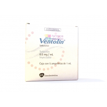 VENTOLIN (SALBUTAMOL) INJ SOL  5 VIAL 1ML *THIS PRODUCT IS ONLY AVAILABLE IN MEXICO