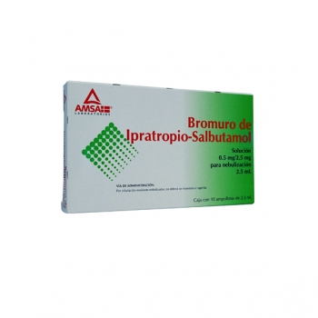 BROMURO de IPRATROPIO/SALBUTAMOL (Amsa) Sol. p/Nebn. c/10 AMP.  (  COMBIVENT )0.5/2.5 MG.